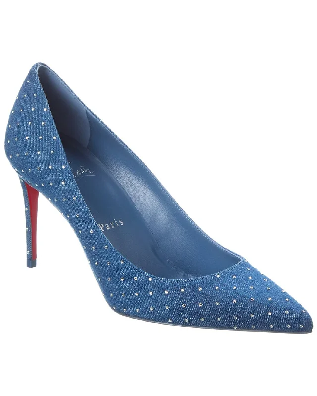 Women's mesh - paneled stiletto heel pumps for breathabilityChristian Louboutin Kate Plum Strass 85 Denim Pump Women's mesh - paneled stiletto heel pumps for breathabilityChristian Louboutin Kate Plum Strass 85 Denim Pump