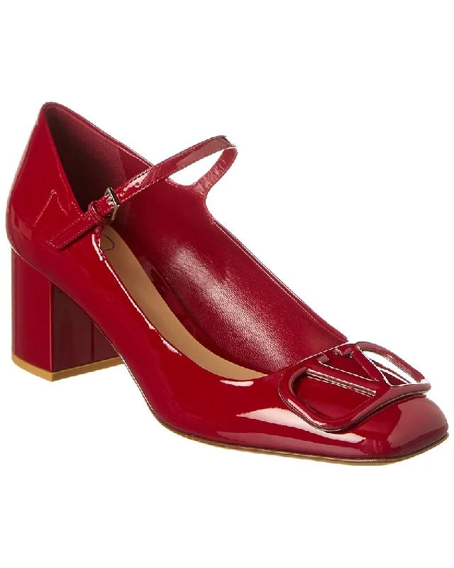 Women's platform stiletto heel pumps with a chunky soleValentino VLogo 60 Patent Pump Women's platform stiletto heel pumps with a chunky soleValentino VLogo 60 Patent Pump