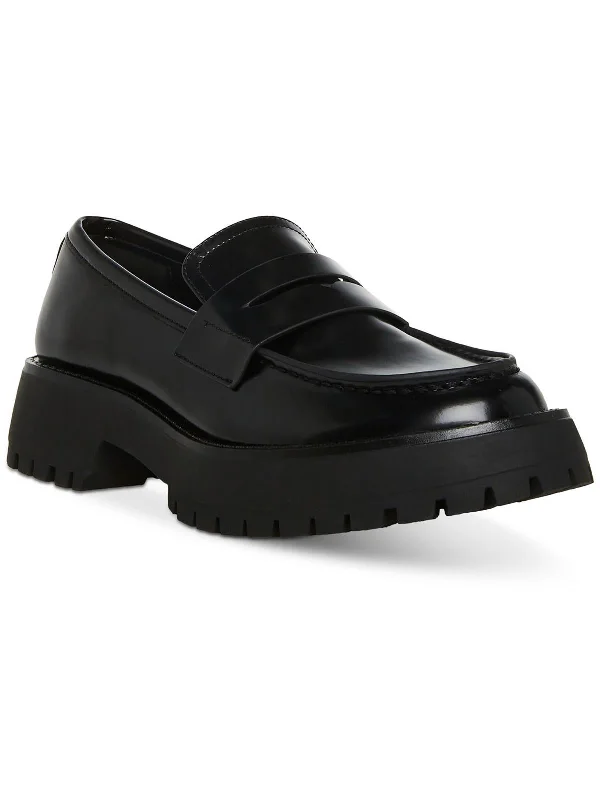 Women's genuine leather stiletto heel pumps with a soft finishHeather Womens Platform Round Toe Loafer Heels