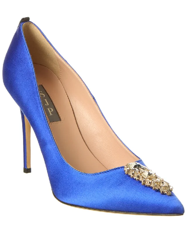 Women's adjustable - strap stiletto heel pumps for a customizable fitSJP by Sarah Jessica Parker Tempest 100 Satin Pump Women's adjustable - strap stiletto heel pumps for a customizable fitSJP by Sarah Jessica Parker Tempest 100 Satin Pump