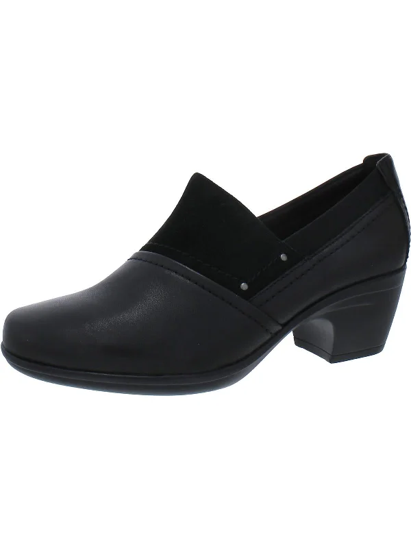 Women's microfiber stiletto heel pumps with moisture - wicking propertiesEmily Step Womens Leather Slip-On Kitten Heels