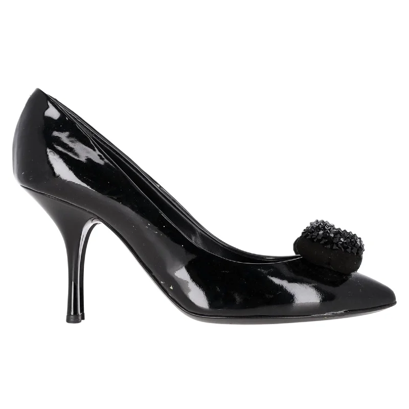 Women's genuine leather stiletto heel pumps with a soft finishGiuseppe Zanotti Crystal Embellished Pumps in Black Patent Leather Women's genuine leather stiletto heel pumps with a soft finishGiuseppe Zanotti Crystal Embellished Pumps in Black Patent Leather