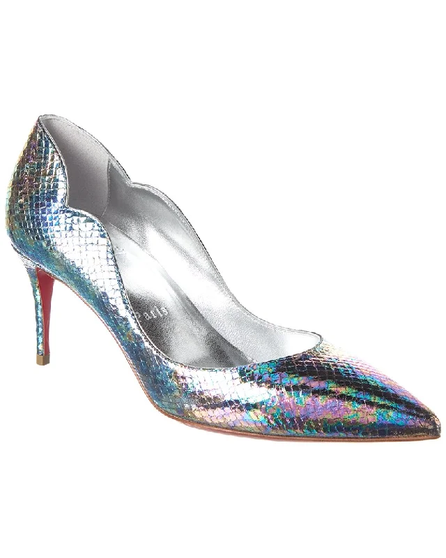 Women's ruffled stiletto heel pumps for a romantic styleChristian Louboutin Hot Chick 70 Snake-Embossed Leather Pump Women's ruffled stiletto heel pumps for a romantic styleChristian Louboutin Hot Chick 70 Snake-Embossed Leather Pump