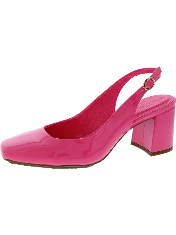 Women's patent leather stiletto heel pumps with a high - shine finishWomens Patent Square Toe Slingback Heels