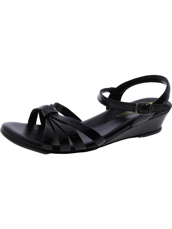 Women's mule - style stiletto heel pumps with a bow accentStrippy Womens Wedge Ankle Strap Wedge Heels