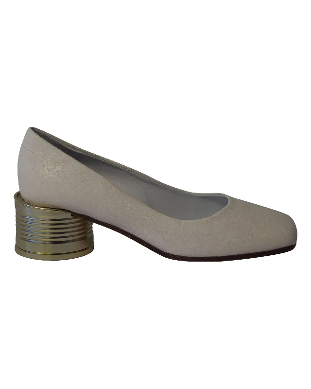 Women's holiday party stiletto heel pumps with a festive touchMaison Margiela Tin Can Heel Pumps in White Leather Women's holiday party stiletto heel pumps with a festive touchMaison Margiela Tin Can Heel Pumps in White Leather