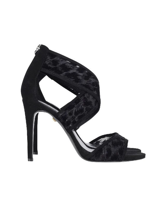 Women's pointed - toe slingback stiletto heel pumps in a peep - toe designDiane Von Furstenberg Mesh Cross Strap Heels in Black Leather Women's pointed - toe slingback stiletto heel pumps in a peep - toe designDiane Von Furstenberg Mesh Cross Strap Heels in Black Leather