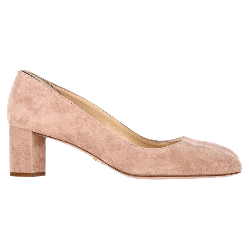 Women's non - slip stiletto heel pumps for safety on slippery floorsPrada Round Toe Pumps in Nude Suede Women's non - slip stiletto heel pumps for safety on slippery floorsPrada Round Toe Pumps in Nude Suede