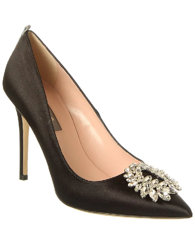 Women's wide - width stiletto heel pumps for a comfortable fitSJP by Sarah Jessica Parker Zaina 100 Satin Pump Women's wide - width stiletto heel pumps for a comfortable fitSJP by Sarah Jessica Parker Zaina 100 Satin Pump