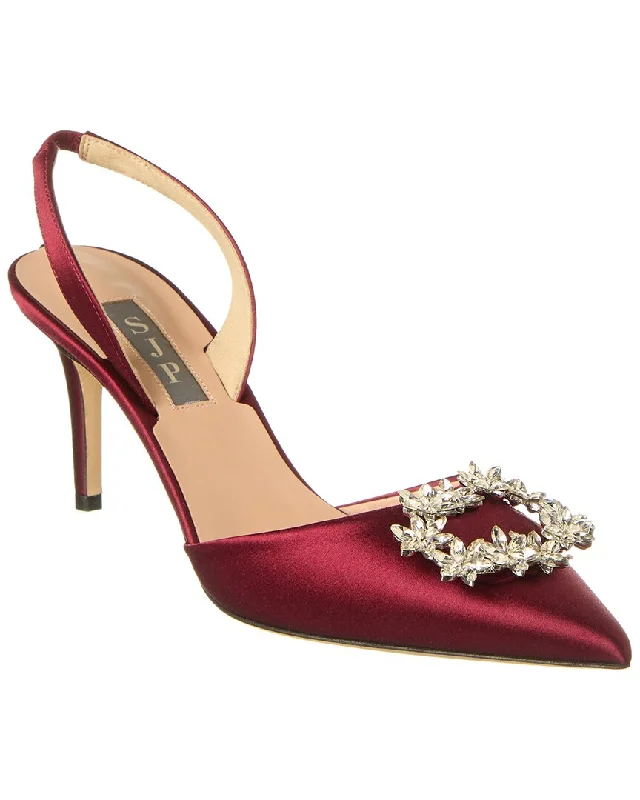 Women's stretchy stiletto heel pumps for easy on and offSJP by Sarah Jessica Parker Edith 70 Satin Slingback Pump Women's stretchy stiletto heel pumps for easy on and offSJP by Sarah Jessica Parker Edith 70 Satin Slingback Pump