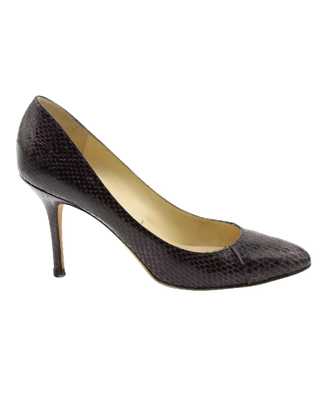 Women's non - slip stiletto heel pumps for safety on slippery floorsJimmy Choo Snakeskin Pumps in Purple Leather Women's non - slip stiletto heel pumps for safety on slippery floorsJimmy Choo Snakeskin Pumps in Purple Leather