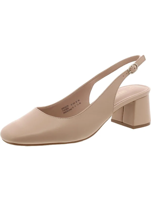 Women's holiday party stiletto heel pumps with a festive touchWomens Faux Leather Square Toe Slingback Heels Women's holiday party stiletto heel pumps with a festive touchWomens Faux Leather Square Toe Slingback Heels