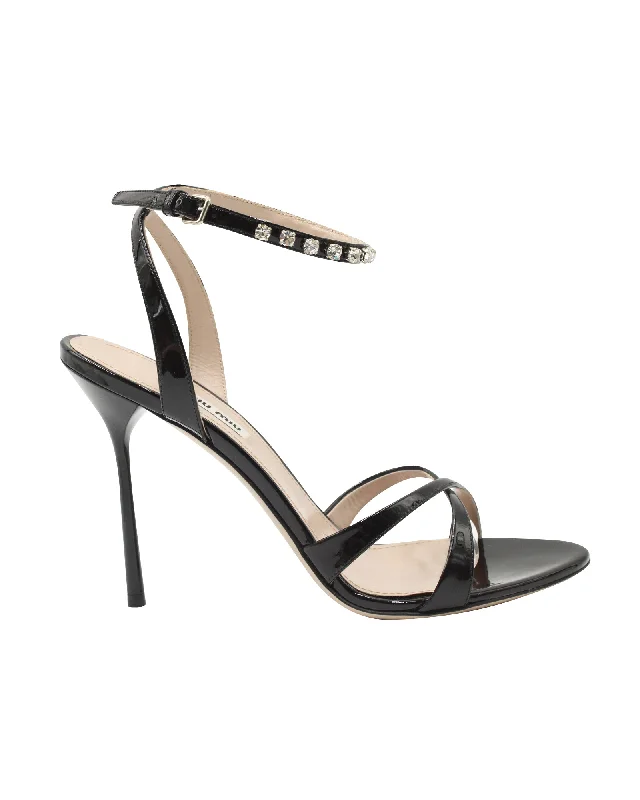 Women's hypoallergenic stiletto heel pumps for sensitive skinMiu Miu Calzature Donna Crystal Embellished Sandals in Black Patent Leather Women's hypoallergenic stiletto heel pumps for sensitive skinMiu Miu Calzature Donna Crystal Embellished Sandals in Black Patent Leather