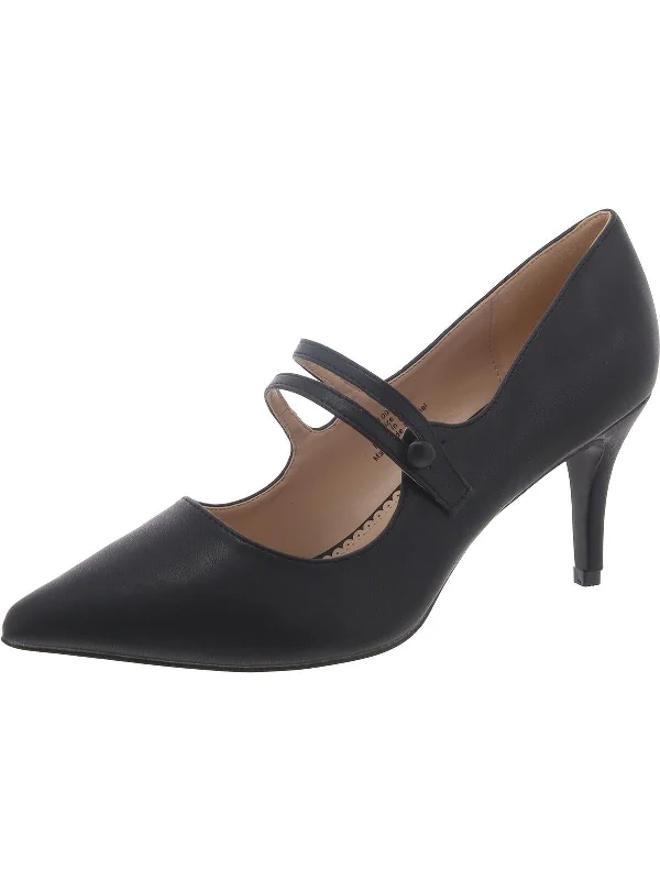 Women's office - appropriate stiletto heel pumps with a low - heel optionWomens Faux Leather Button Pumps Women's office - appropriate stiletto heel pumps with a low - heel optionWomens Faux Leather Button Pumps