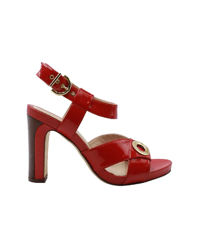 Women's mustard yellow stiletto heel pumps for a trendy pop of colorFendi Ankle Strap High Heel Sandals in Red Patent Leather Women's mustard yellow stiletto heel pumps for a trendy pop of colorFendi Ankle Strap High Heel Sandals in Red Patent Leather