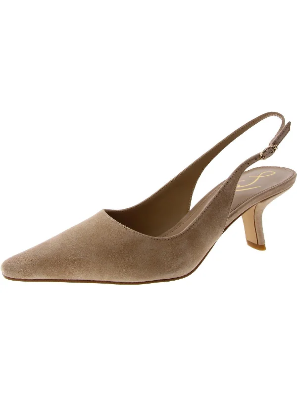Women's bronze stiletto heel pumps for a warm and metallic lookWomens Suede Slingback Kitten Heels