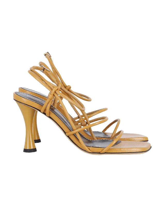 Women's cocktail party stiletto heel pumps with a unique patternProenza Schouler Square Strappy Sandals in Brown Leather Women's cocktail party stiletto heel pumps with a unique patternProenza Schouler Square Strappy Sandals in Brown Leather