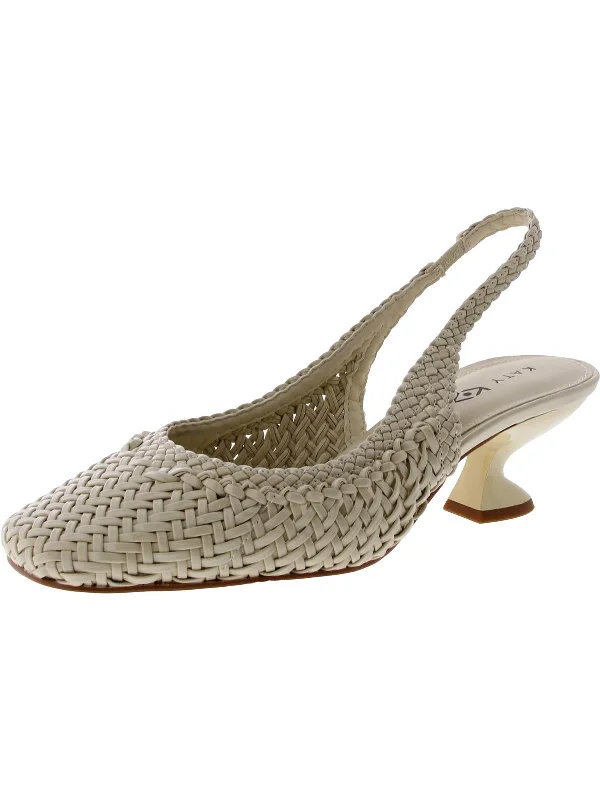Women's adjustable - strap stiletto heel pumps for a customizable fitThe Laterr Womens Faux Leather Woven Slingback Heels