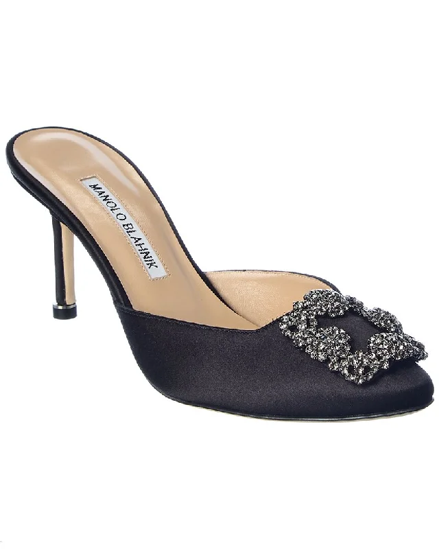 Women's ruffled stiletto heel pumps for a romantic styleManolo Blahnik Hangisimu 70 Satin Pump Women's ruffled stiletto heel pumps for a romantic styleManolo Blahnik Hangisimu 70 Satin Pump