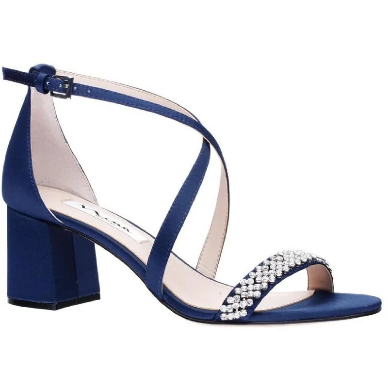 Women's wedding stiletto heel pumps with a pearl - encrusted strapNora Womens Ankle Strap Open Toe Block Heels Women's wedding stiletto heel pumps with a pearl - encrusted strapNora Womens Ankle Strap Open Toe Block Heels