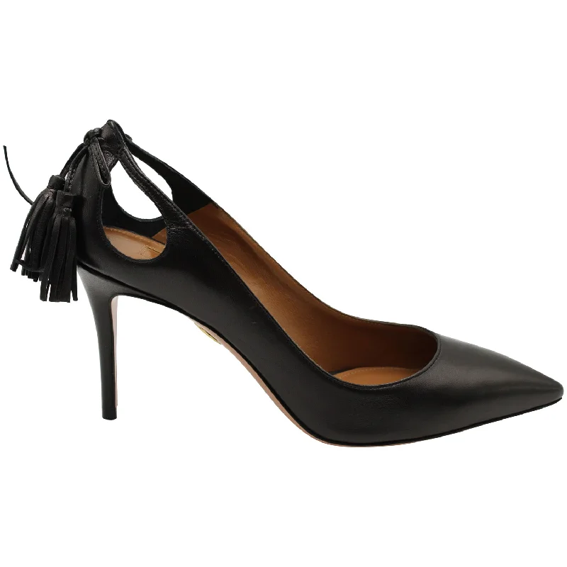 Women's padded - insole stiletto heel pumps for added comfortAquazzura Forever Marilyn 85 Pumps in Black Leather Women's padded - insole stiletto heel pumps for added comfortAquazzura Forever Marilyn 85 Pumps in Black Leather
