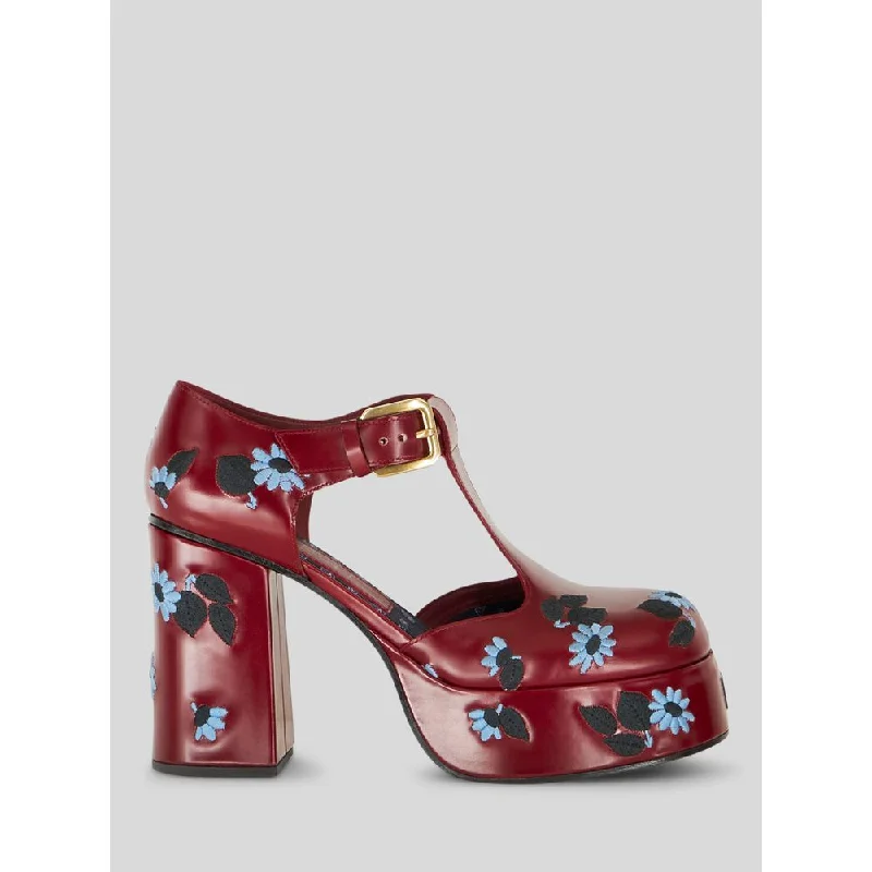 Women's pointed - toe slingback stiletto heel pumps in a peep - toe designEMBROIDERED MARY JANE SHOES Women's pointed - toe slingback stiletto heel pumps in a peep - toe designEMBROIDERED MARY JANE SHOES