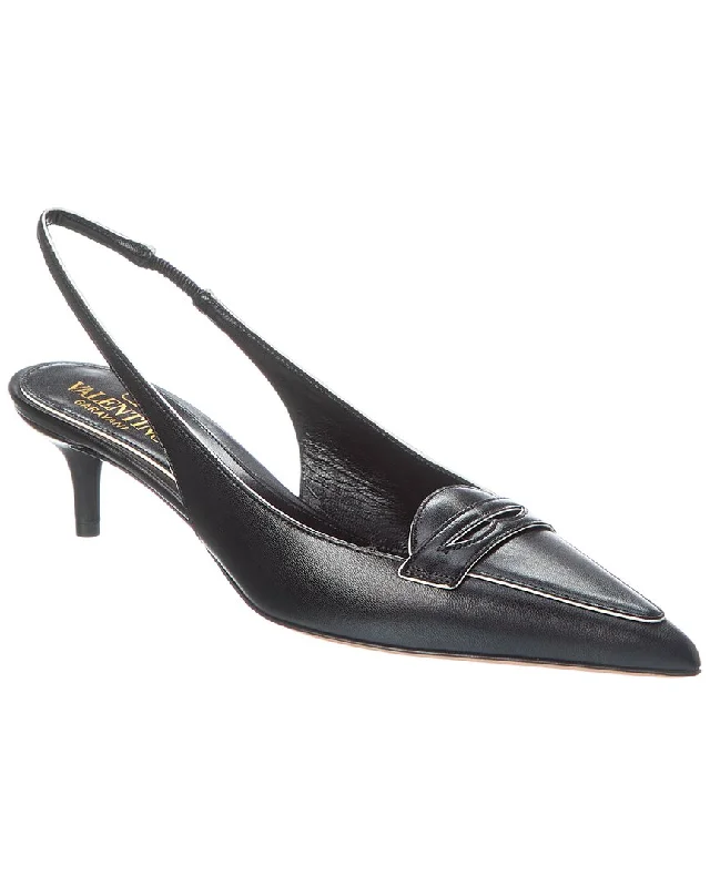 Women's velvet - covered stiletto heel pumps for a luxurious lookValentino 50 Leather Slingback Pump Women's velvet - covered stiletto heel pumps for a luxurious lookValentino 50 Leather Slingback Pump