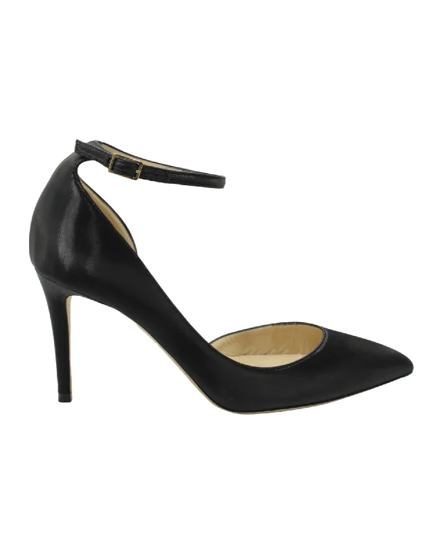 Women's wedding stiletto heel pumps with a pearl - encrusted strapJimmy Choo Lucy 85 Pumps in Black Leather Women's wedding stiletto heel pumps with a pearl - encrusted strapJimmy Choo Lucy 85 Pumps in Black Leather