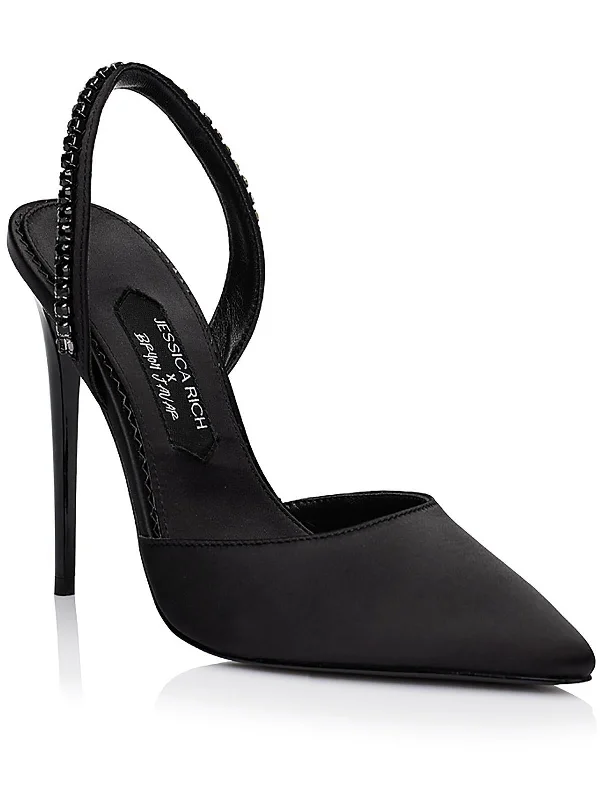 Women's charcoal gray stiletto heel pumps for a neutral yet stylish optionJade Womens Satin Rhinestone Slingback Heels Women's charcoal gray stiletto heel pumps for a neutral yet stylish optionJade Womens Satin Rhinestone Slingback Heels