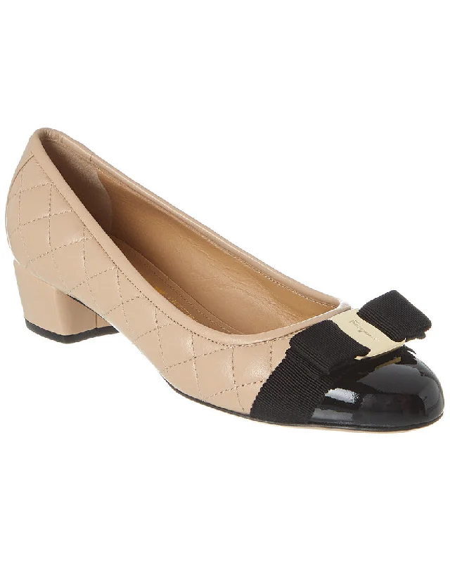 Women's ruffled stiletto heel pumps for a romantic styleFerragamo Vara Quilted Leather Pump Women's ruffled stiletto heel pumps for a romantic styleFerragamo Vara Quilted Leather Pump