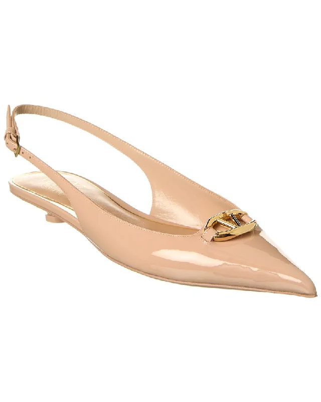 Women's mule - style stiletto heel pumps with a bow accentValentino VLogo Patent Slingback Pump Women's mule - style stiletto heel pumps with a bow accentValentino VLogo Patent Slingback Pump
