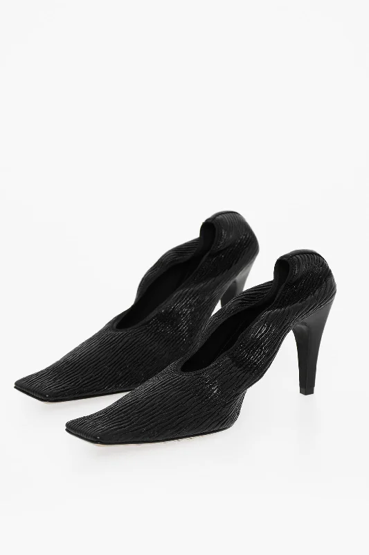 Women's lace - trimmed stiletto heel pumps with a scalloped edgeBottega Veneta Squared Toe Sharpei Crunch Leather Pumps 8,5Cm Women's lace - trimmed stiletto heel pumps with a scalloped edgeBottega Veneta Squared Toe Sharpei Crunch Leather Pumps 8,5Cm