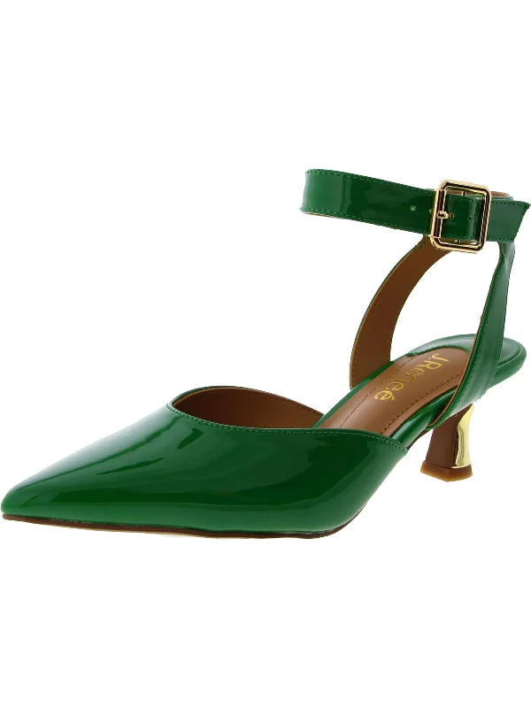 Women's wedding stiletto heel pumps with a pearl - encrusted strapWomens Faux Leather Pointed Toe Kitten Heels