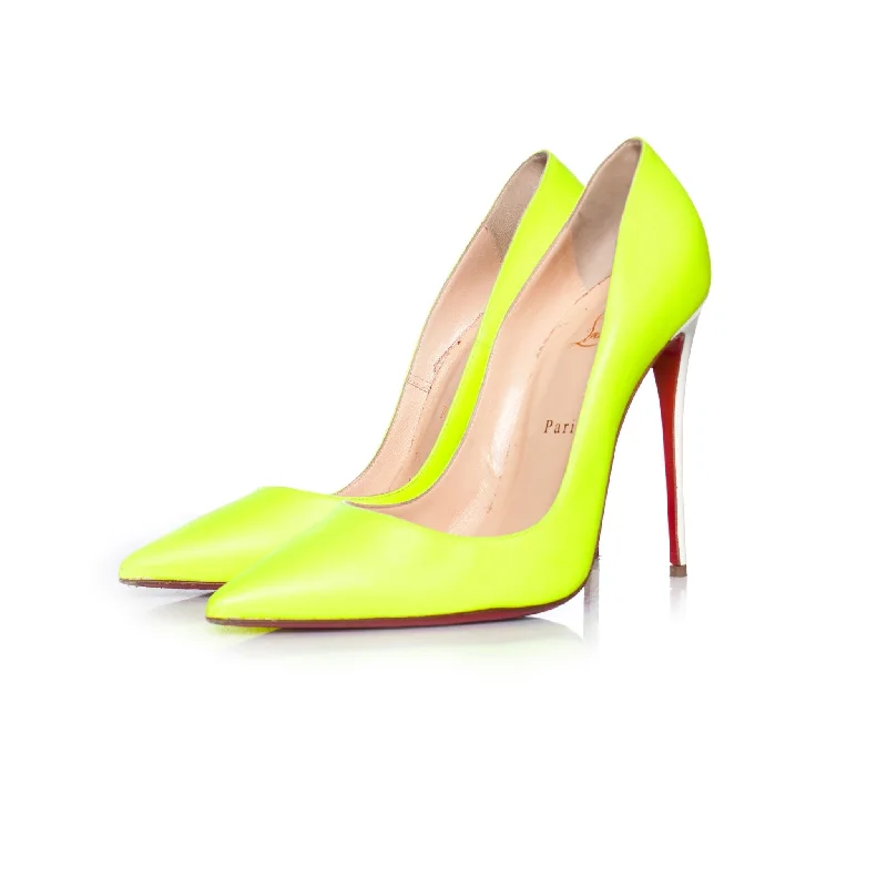 Women's pointed - toe slingback stiletto heel pumps in a peep - toe designNeon yellow pump Women's pointed - toe slingback stiletto heel pumps in a peep - toe designNeon yellow pump