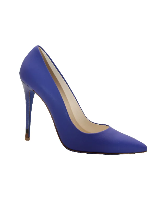 Women's party stiletto heel pumps with a glittery finishFendi Pointed Toe Pumps in Blue Leather Women's party stiletto heel pumps with a glittery finishFendi Pointed Toe Pumps in Blue Leather