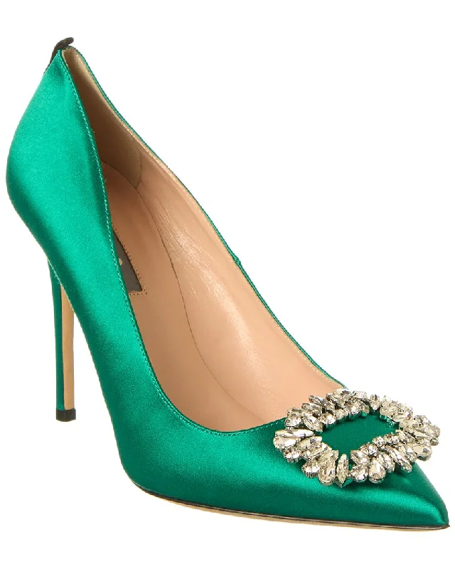 Women's holiday party stiletto heel pumps with a festive touchSJP by Sarah Jessica Parker Fatma 100 Satin Pump Women's holiday party stiletto heel pumps with a festive touchSJP by Sarah Jessica Parker Fatma 100 Satin Pump