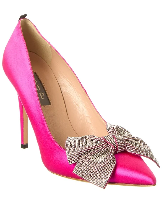 Women's prom stiletto heel pumps in a shimmery fabricSJP by Sarah Jessica Parker Samara 100 Satin Pump Women's prom stiletto heel pumps in a shimmery fabricSJP by Sarah Jessica Parker Samara 100 Satin Pump