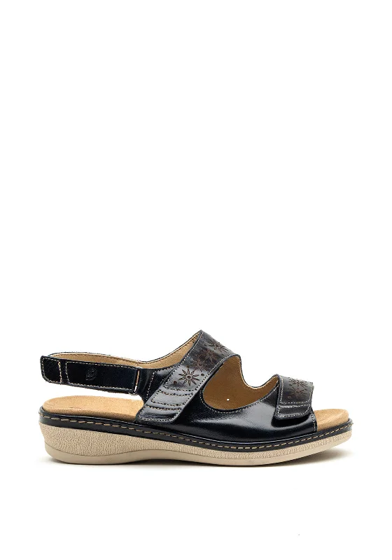 Women's Sandals with a Glitter - Coated Strap in Gold for a Sparkly Summer Outfit Women's Sandals with a Glitter - Coated Strap in Gold for a Sparkly Summer Outfit Women's Sandals with a Glitter - Coated Strap in Gold for a Sparkly Summer Outfit Suave Elaine Leather Laser Cut Velcro Strap Sandals, Navy