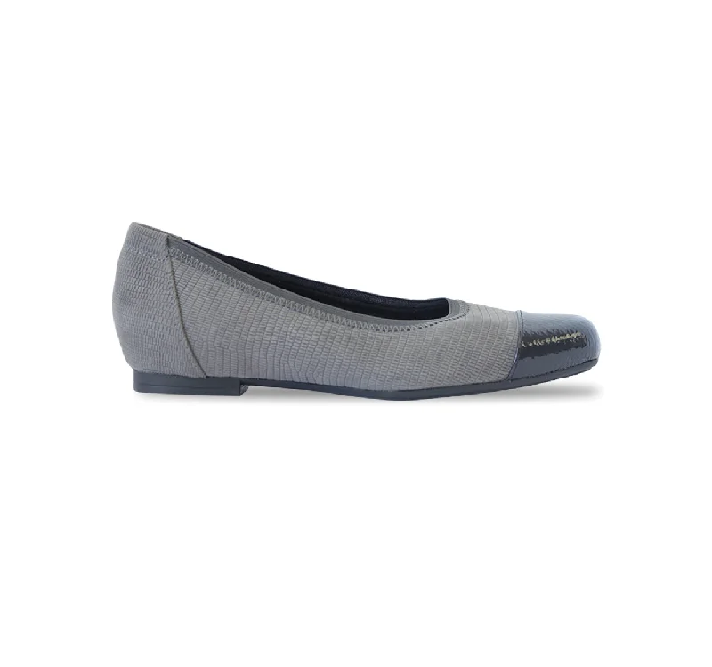 Women's Fur - Lined Loafers in Tan for a Cozy Winter Option DANIELLE II-GREY LIZARD NUBUCK W/PATENT Women's Fur - Lined Loafers in Tan for a Cozy Winter Option DANIELLE II-GREY LIZARD NUBUCK W/PATENT