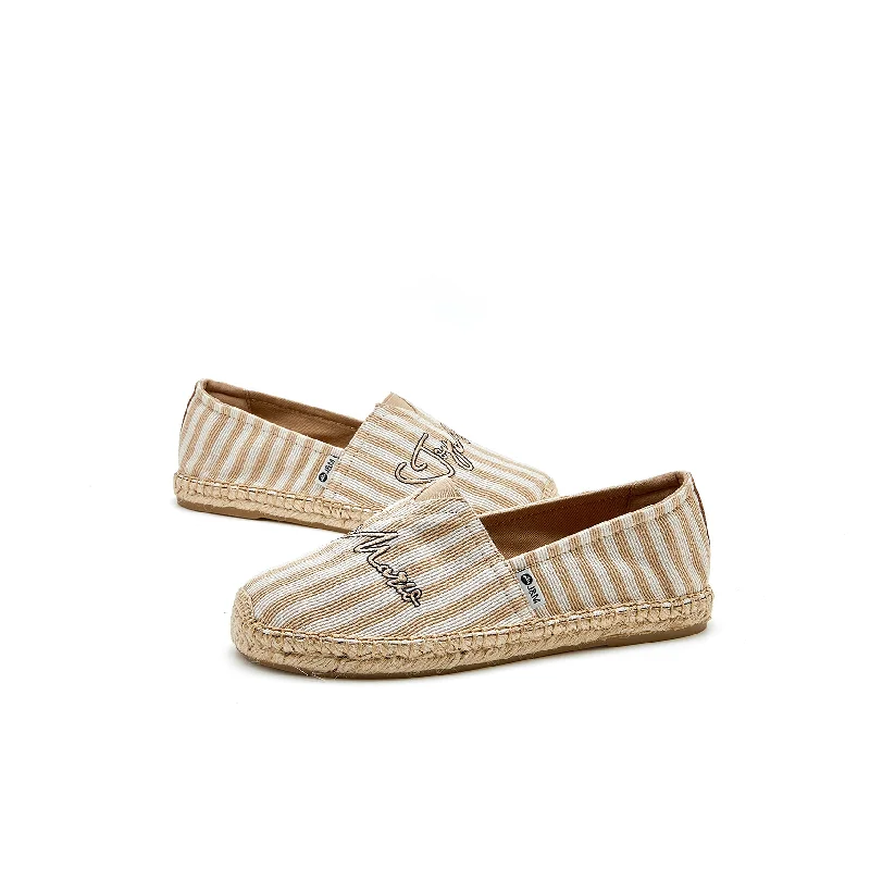 Women's Fur - Lined Loafers in Tan for a Cozy Winter Option Handmade Women’s Slip-On Espadrille Stripe Flats-05325W Women's Fur - Lined Loafers in Tan for a Cozy Winter Option Handmade Women’s Slip-On Espadrille Stripe Flats-05325W