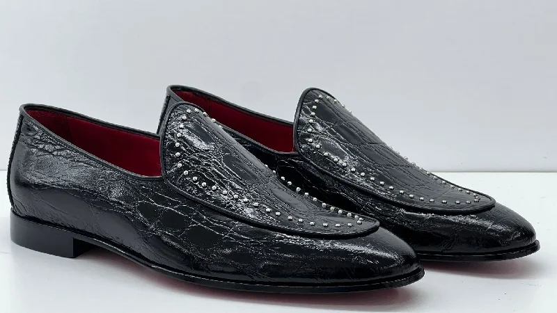 Women's Bow - Embellished Loafers in Red for a Feminine Touch Style: 32227-MT-Black