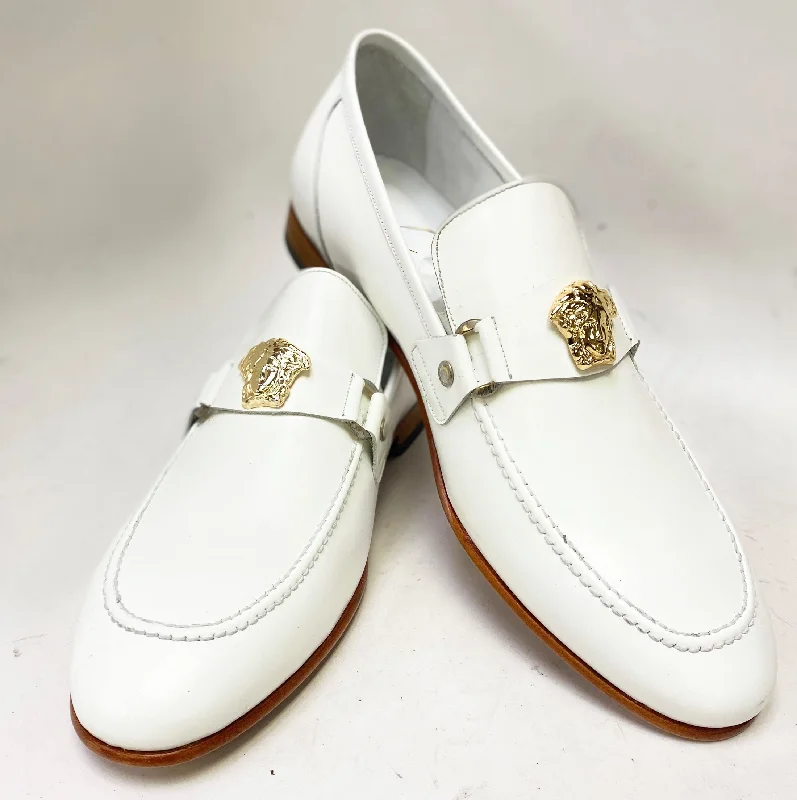 Women's Tassel - Trimmed Loafers with a Low Heel in Olive Green for a Trendy Twist Style: SL655-White Women's Tassel - Trimmed Loafers with a Low Heel in Olive Green for a Trendy Twist Style: SL655-White