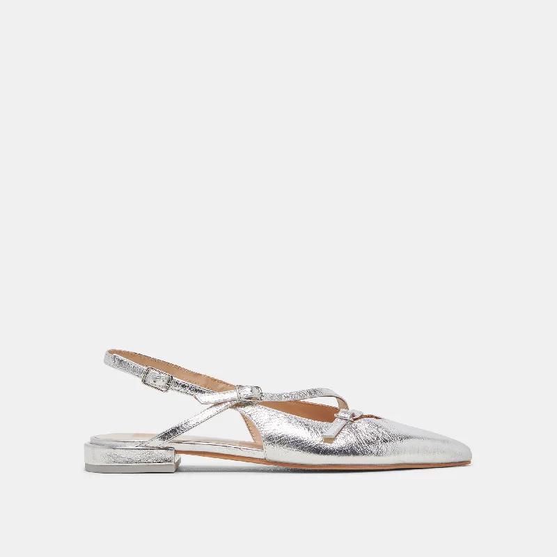 Women's Bow - Embellished Loafers in Red for a Feminine Touch PAMLA FLATS SILVER CRINKLE PATENT Women's Bow - Embellished Loafers in Red for a Feminine Touch PAMLA FLATS SILVER CRINKLE PATENT