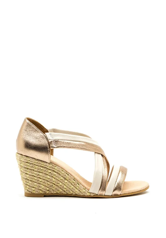 Women's Strappy Gladiator Sandals with Buckle Closures in Tan for a Boho Look Women's Strappy Gladiator Sandals with Buckle Closures in Tan for a Boho Look Women's Strappy Gladiator Sandals with Buckle Closures in Tan for a Boho Look Kate Appleby Lerwick Wedged Sandals, Gold and Cream