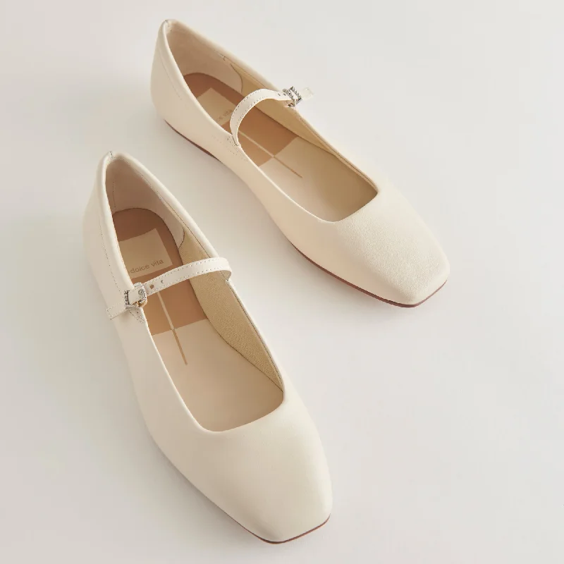 Women's Tassel - Trimmed Loafers with a Low Heel in Olive Green for a Trendy Twist REYES WIDE BALLET FLATS IVORY LEATHER Women's Tassel - Trimmed Loafers with a Low Heel in Olive Green for a Trendy Twist REYES WIDE BALLET FLATS IVORY LEATHER