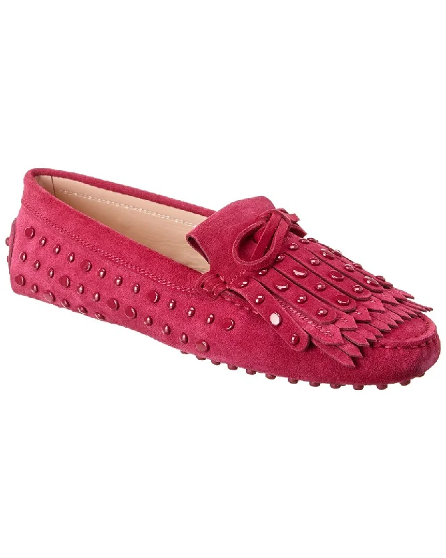 Women's Premium Leather Tassel Loafers in Dark Brown for a Classic Office Look TODs Gommini Studded Suede Loafer Women's Premium Leather Tassel Loafers in Dark Brown for a Classic Office Look TODs Gommini Studded Suede Loafer