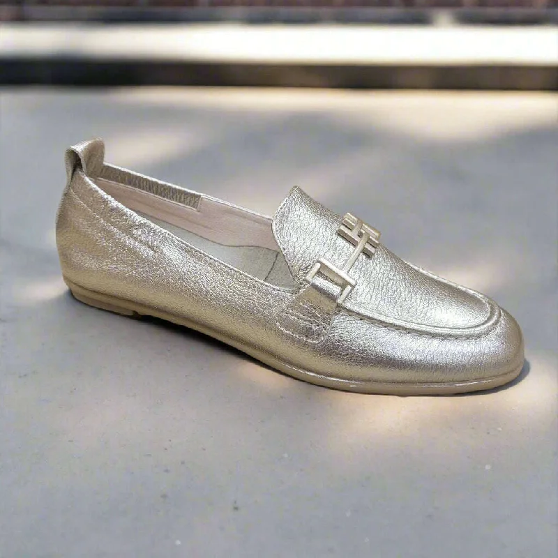 Women's Tassel - Trimmed Loafers with a Low Heel in Olive Green for a Trendy Twist Hispanitas - Bombay Moccasin - Metallic Women's Tassel - Trimmed Loafers with a Low Heel in Olive Green for a Trendy Twist Hispanitas - Bombay Moccasin - Metallic