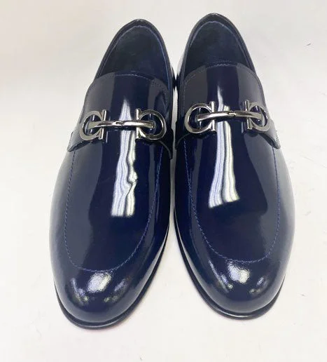 Women's Embroidered Floral Pattern Loafers in Beige for a Spring - Inspired Outfit Style: 24020P-Navy