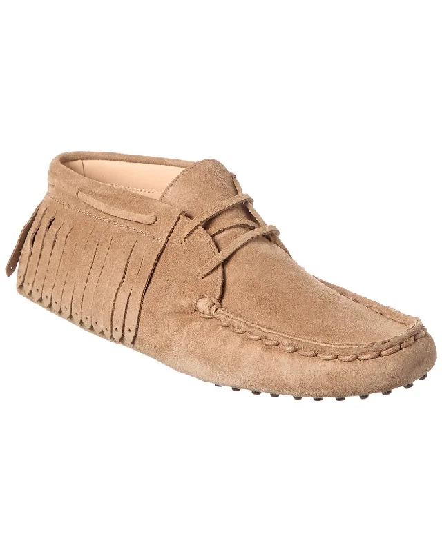Women's Tassel - Trimmed Loafers with a Low Heel in Olive Green for a Trendy Twist TOD’s Gommino Suede Moccasin Women's Tassel - Trimmed Loafers with a Low Heel in Olive Green for a Trendy Twist TOD’s Gommino Suede Moccasin