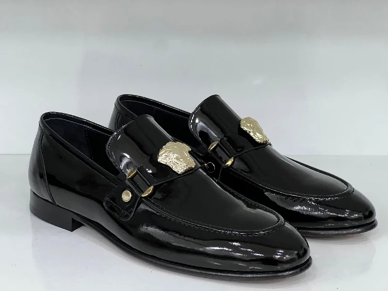 Women's Geometric - Patterned Loafers in Multicolor for a Fashion - Forward Look Style: SL655P-Black Women's Geometric - Patterned Loafers in Multicolor for a Fashion - Forward Look Style: SL655P-Black